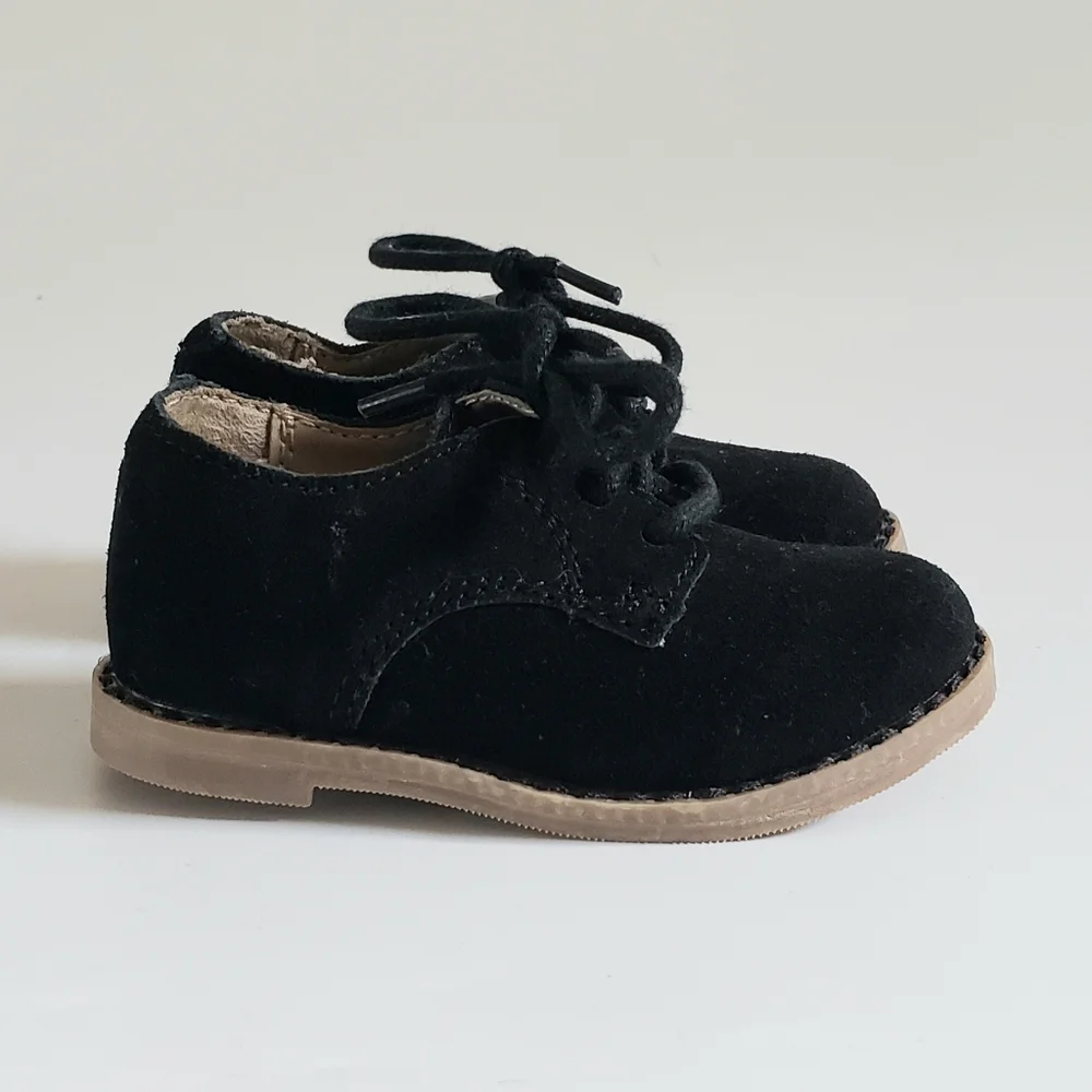 Janie and Jack Black Suede Oxford Shoe Size 4